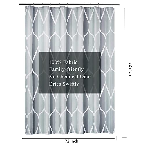 Image of LLSCL Grey Grid Fabric Shower Curtain Liner with Magnets, Waterproof Hotel Quality, 72 x 72 Machine Washable