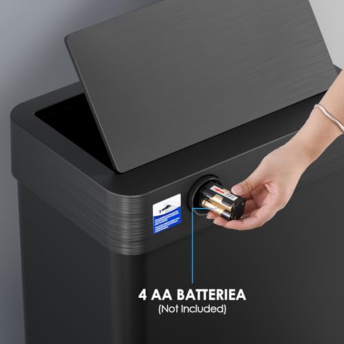 Caneca de basura rectangular automática 50 L negra miniatura 6