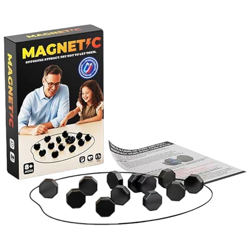Juego de Ajedrez Magnético, Juego de Estrategia en Mesita con 20 Piezas Magnéticas y Cordón Ajustable, Juegos Portátiles Educativos de Damas para Niños y Adultos, Reuniones Familiares, Viajes