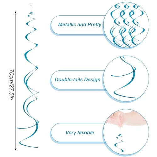 Image of Ceiling Swirl Foil Decorations Hanging Plastic Streamer Themed Swirl Party for Birthday Wedding Baby Shower Sea Nautical Themed Party, Pack of 28
