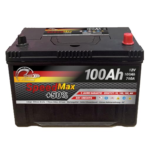 Polo Positivo: Destra Batteria auto D31 Speed Max 100Ah 760A + Dx 12v G28 Truck Trattore