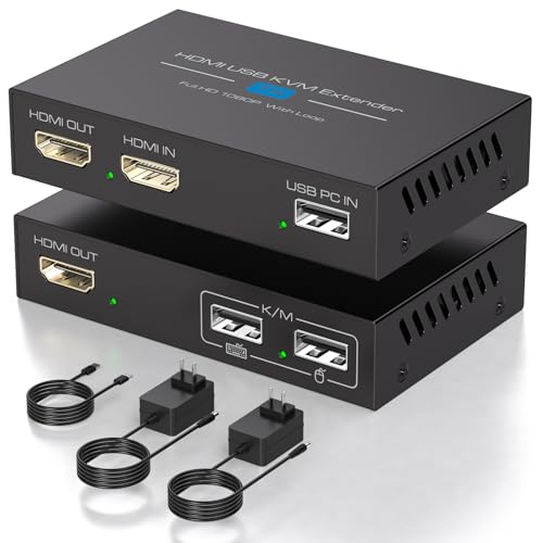 VEDINDUST HDMI KVM USB Extender 400FT 120M Extender RJ45 Sur Single Cat5e 6 7 Full HD 1080P60HZ...