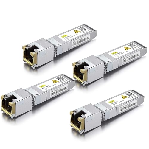 Image of 10Gtek ๐ญ.๐ฎ๐ฑ /๐ฎ.๐ฑ /๐ฑ /๐ญ๐ฌ๐-๐ง ๐ฆ๐๐ฃ+ ๐๐ผ ๐ฅ๐๐ฐ๐ฑ, CAT.6a Copper Transceiver, Auto-Negotiation SFP+ Ethernet Module, up to 30-Meter, for Cisco SFP-10G-T-X, Netgear, Pack of 4