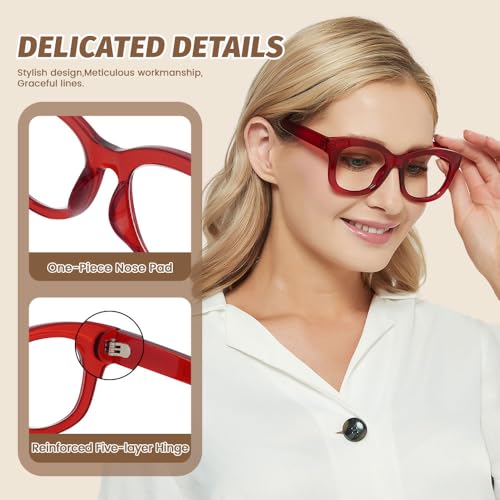 Image of JiSoo Oversized Reading Glasses for Women Men, Stylish Designer Readers Women with Large Frame