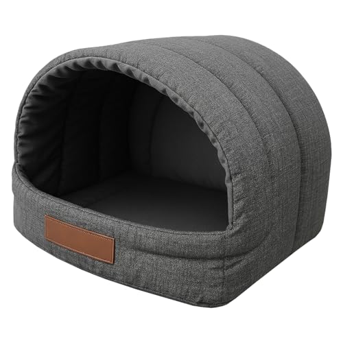Leanbe Personalisierte Hundehütte/Hundehöhle – Kuscheliges Hundebett mit Namensgravur – Katzenhöhle & Schlafplatz für kleine und große Hunde Hundehaus (Graphit, R1:41x33x28cm)