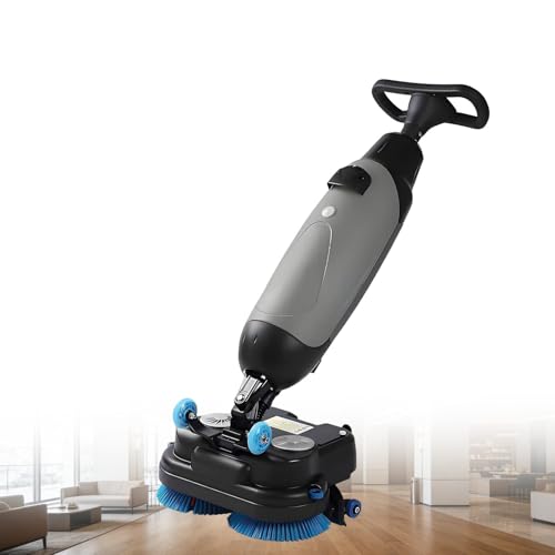 Tragbare gewerbliche Scheuersaugmaschine, Mini-Doppelbürstenreiniger, 430 mm Arbeitsbreite, reinigt bis zu 1.200 m²/Stunde, ideal für Büros und Gewerbeflächen, Wei,Gray