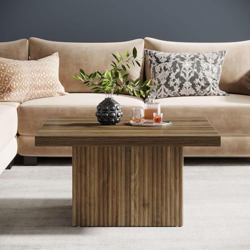Tribesigns Square Coffee Table, 31.5-Inch Engineered Wood Coffee Table for Living Room, Vintage Center Table, Large Mid-Century Modern Cocktail Table, Brown - Image 7