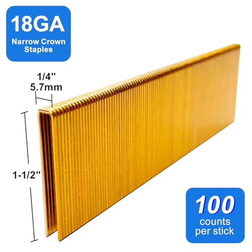 Image of 18 Gauge 1 /4 inch Narrow Crown Staples 1-1 /2 Inch Leg,3000-Pack