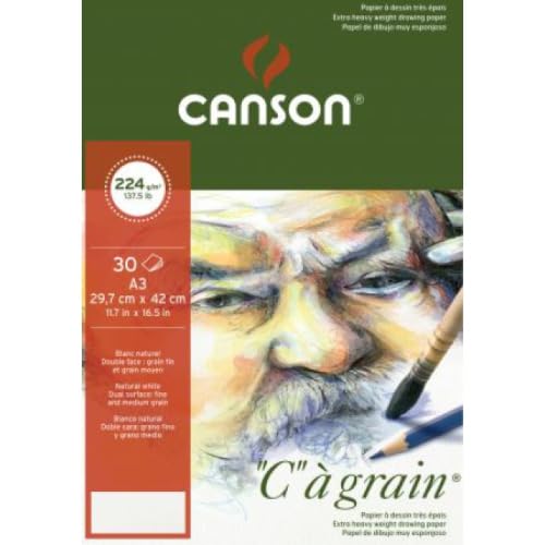 Lot de 5 Bloc 30 feuilles "C" à grain® (collées 1 côté) A3 224g/m², grain fin blanc naturel