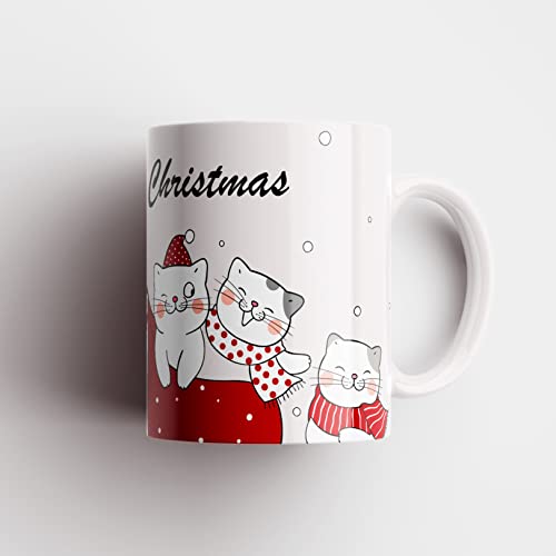 Fitwish Tazza Mug Natalizia Merry Christmas Gattini Idea Regalo Speciale per Natale (E)