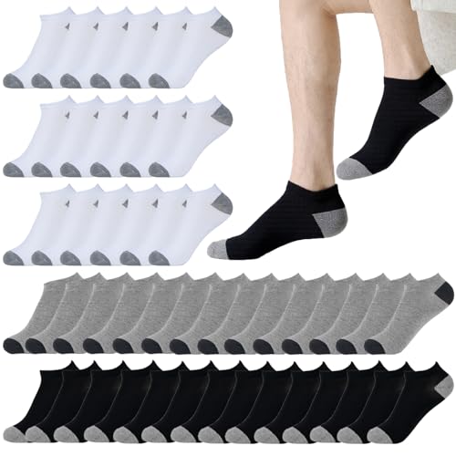 Image of 12-30 Pairs Low Cut Ankle Socks for Men Thin Breathable Casual No Show Athletic Socks Bulk