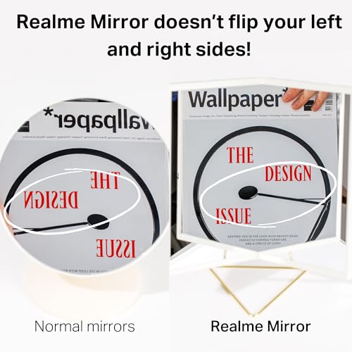 Realme V Non-Reversing Mirror & Stand Set – True Image, Unmatched Precision, Calibration Free, Angle Adjustable, Slim Design for Makeup Vanity, 9'' Non-Reversing Mirror with Stand
