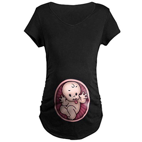 VECDY Ropa Premamá, Embarazada Modelo Lindo para Niños Chaleco De Maternidad Camisa Sin Mangas Camiseta Camisetas Sin Mangas Elasticidad Embarazo Chaleco Verano Suave Tops (XA-Black, M)