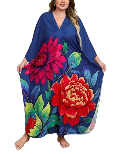Image of Kaftan Dress for Women - Plus Size Caftan Maxi Beach Dress Moo Moos Loungewear, Swimsuit Cover Up for Beach, Pool or Vacation