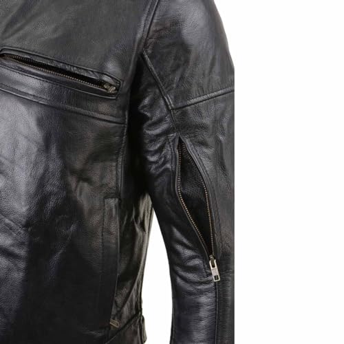 Xelement XS-PR-105-JACKET-400257 Xspr105 Men'S 'The Racer' Black Leather Armored And Vented Motorcycle Biker Rider Racing Jacket thumb #7