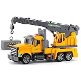 LerBao Large Crane Truck Toys for 3 4 5 6 7 8 Year Old Boys, Truck with Loading Crane,Lights and Sounds Vehicles Toy for Kids Childs Toddlers Christmas Birthday Gift