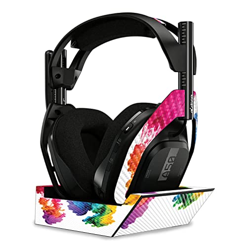 Image of MightySkins Carbon Fiber Skin Compatible with Astro A50 Wireless Headphones + Base Station (Gen 4) - Aqua Paint | Protective, Durable Textured Carbon Fiber Finish | Easy to Apply | Made in The USA