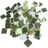 SSyang Espejos Decorativos de Pared Cuadrados, 10 * 10mm, 200 Piezas Mosaicos Espejo Pequeño, para Manualidades y Decoración en el Hogar, Adornos para Salon Modernos y Dormitorios (Oro)