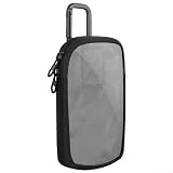 Custodia per lettore MP3/MP4, in PVC e nylon, antiurto, con finestra e moschettone, custodia protettiva compatta, 15 x 10 x 1 cm, colore nero