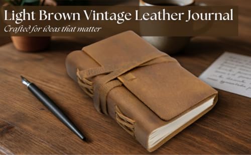 Image of Scratch Leather Journal 8x6 - Handmade Light Brown Vintage Notebook with 240 Pages - Personal Organizer, Travel Diary, Scrapbook, Sketchbook Gift for Men & Women