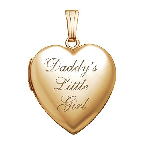 PicturesOnGold.com 14K Gold Filled Daddys Little Girl Heart Locket - 3/4 Inch X 3/4 Inch in 14K Gold Filled