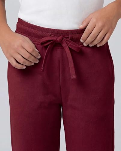 Image of Real Essentials 3 Pack: Girls' Fleece Open Bottom Soft Athletic Performance Casual Sweatpants(Ages 7-16)