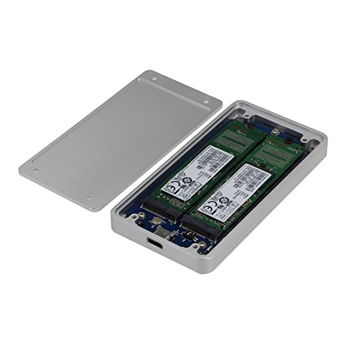 SEDNA - Caja externa RAID USB3.1 Type C para Dual M2 NGFF SSD miniatura 5