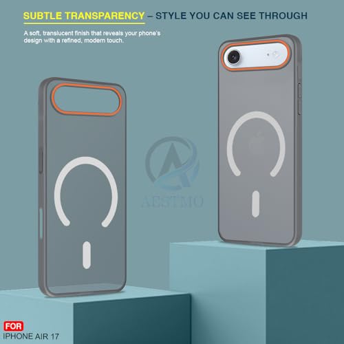 Image of AESTMO iPhone 17 Air Back Cover | Slim Hard Shell | Matte Frosted Hard Back Translucent Back Cover for iPhone 17 Air (Compatible with MagSafe Accessories, Black)