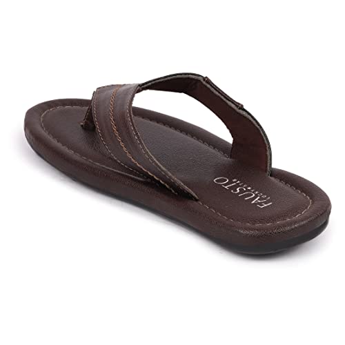 FAUSTO Men's Stitched Indoor Outdoor Thong Slipper Sandals (6-12 UK)