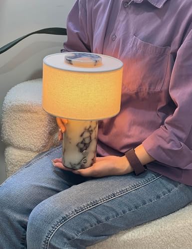 BSOD Marble Lamp, Stone Table Lamps Rechargeable Modern Decorative Touch Dimmable Cordless Luxury Design Bedside Lamp for Home Decor, Bedroom, Living Room & Office (Rechargeable Calacatta Viola Lamp) - image 7