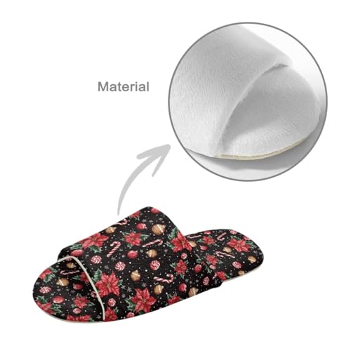 Forchrinse Christmas House Slippers for Women Men Comfortable Flannel Open Toe Slippers Reusable Guest Shoes 5