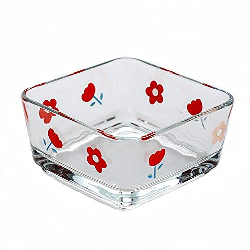 Yaocoral 9 Oz Mini Flower Candy Dish Cute Floral Candy Bowl Small Square Glass Bowl For Dessert,Snack,Fruit,Icecream,Yogurt,Dipping,Side Dishes,Clear Kitchen Prep Serving Bowl cover