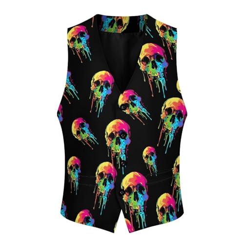 Trippy Skull Novelty Men's Suit Vest Funny Formal Dress Vests Business Waistcoat3