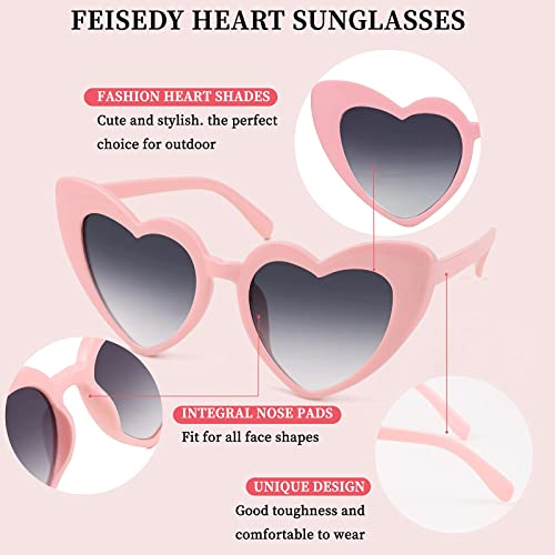 FEISEDY Vintage Heart Shaped Sunglasses Women Stylish Love Eyeglasses B2421-P12