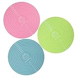 FOMIYES Tappetino da Forno Rotondo in Silicone per Impasto e Decorazione, Set di 3 Pezzi Antiscivolo Spianatoia Integrata, Riutilizzabile e Facile da Pulire, per Pasticceria Casalinga