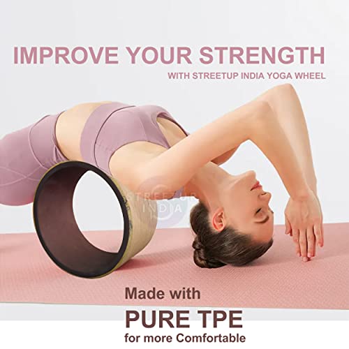 Image of Streetup India Yoga Wheel With Blocks and Strap for Men and Woman| With High Density Strong Foam Sweat Resistant & Eco-Friendly Brown