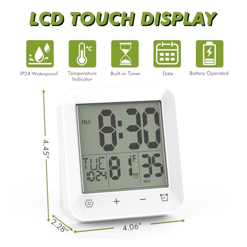 Wisoee White Digital Shower Clock Timer