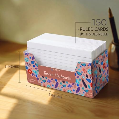 Image of Turron Blank Index Flash Cards (150, White, 3 x 5 Inch, 2-Side Ruled)