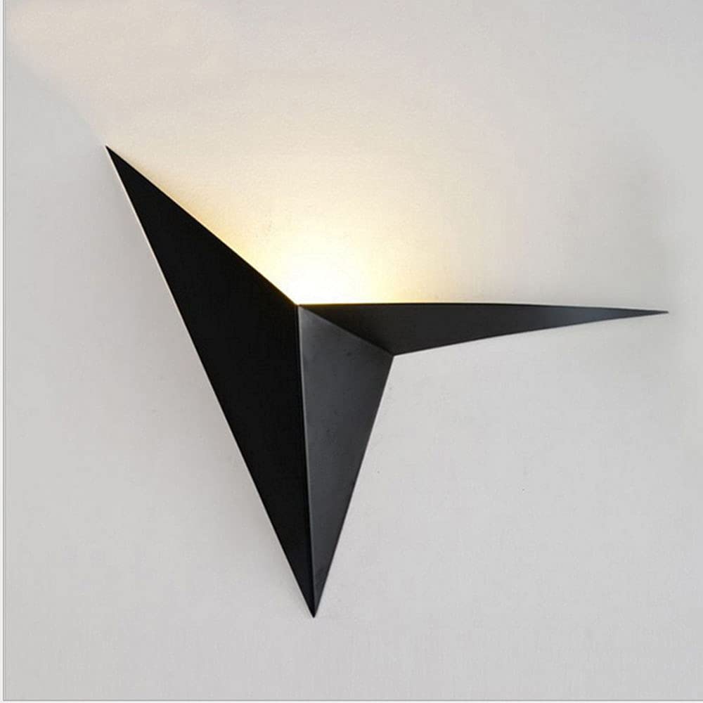 HYJAUSXB Modern Wall Lights Triangle 3W LED Sconce Light Fixture丨Indoor Hallway Lamp Aent Decorative Lighting丨Wall Lamps for Bedroom Apartments Dorms Theater Studio Hotel丨3000K (Black)