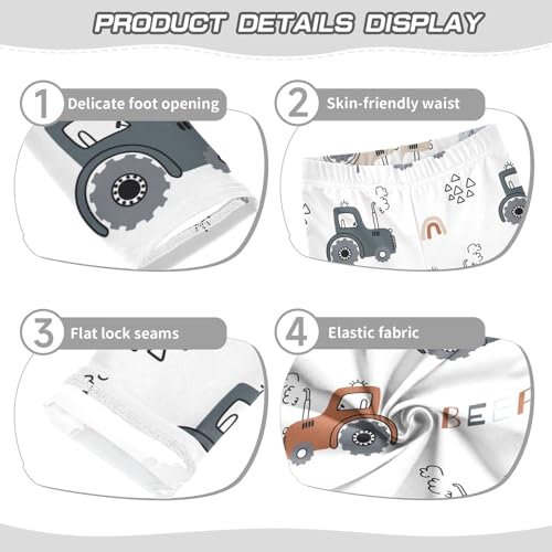 Cute Tractor Girls Leggings,Workout Leggings for Girls Toddler Athletic Legging Size for 3-10T3