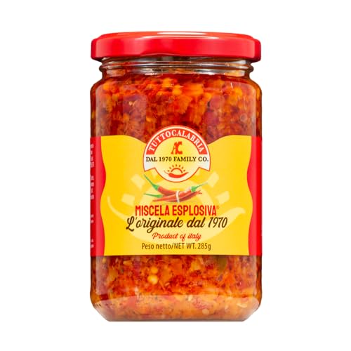 Tutto Calabria - Salsa spalmabile piccante - Miscela esplosiva 285g L'Originale dal 1970 - Mix di Peperoncino fresco e Verdure - Gusto Piccante ideale per Bruschette, Pasta, Pizza e Panini
