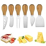 6 Pieces Set Cheese Knives, Cheese Spreaders with Wooden Hnadle, Steel Stainless Cheese Slicer, Cheese Cutter
