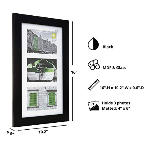 Kiera Grace Matted Classic Langford Picture Frame, 8" X 14", Black #TOP6