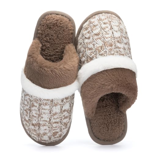 Image of GOEWY Cozy Slippers for Women Indoor and Outdoor Fuzzy House Shoes with Memory Foam Anti-Skid Sole Gifts for Women Mom Ladies