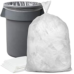 Plasticplace 56 Gallon Trash Bags │ 16 Microns │ Clear High Density Garbage Can Liners │ 43″ x 48″ (150 Count),