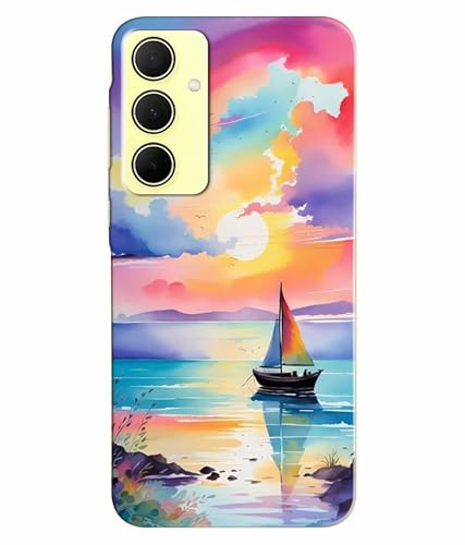 Image of Printed Hard Back Case Cover & Compatible for Samsung Galaxy A55 5G | Samsung A55 5G | Vector Ship Nature Art (Multicolor) - D1209