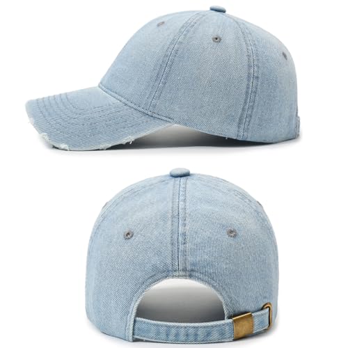 Image of Vintage Washed Denim Distressed Dad Hats Baseball Caps for Men Women