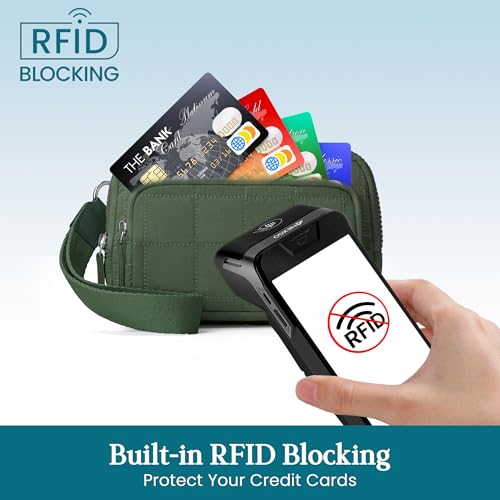 VONAL Wristlet Wallets for Women Nylon Quilted Wallet with 3 Zipper Purse for Travel Credit Card Holder Phone Organizer3