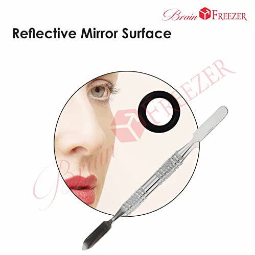 Image of Brain Freezer Shiny Makeup Palette With Stainless Steel Round Shape Spatula, 100 g (Circle Silver)