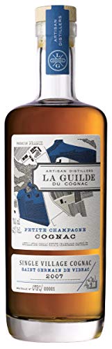 La Guilde du Cognac - Cognac Petit Champagne 700ml, 42% - Edición Limitada con Denominación de Origen Controlada - Cosecha 2007 - Coñac con acabado largo y cálido, El embalaje puede variar